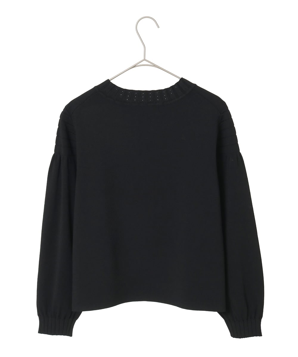 R6FAF71390 HIROKO BIS(小さいサイズ)(メゾン ドゥ サンク) 【小さいサイズ】レースドッキングニットプルオーバー ブラック