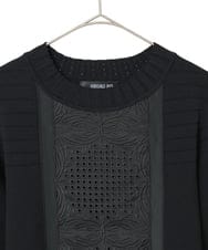 R6FAF71390 HIROKO BIS(小さいサイズ)(メゾン ドゥ サンク) 【小さいサイズ】レースドッキングニットプルオーバー ブラック