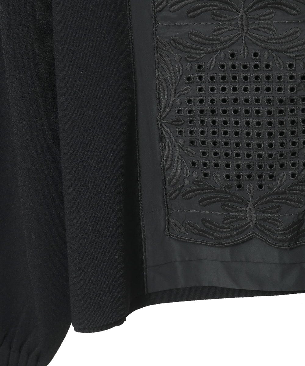 R6FAF71390 HIROKO BIS(小さいサイズ)(メゾン ドゥ サンク) 【小さいサイズ】レースドッキングニットプルオーバー ブラック