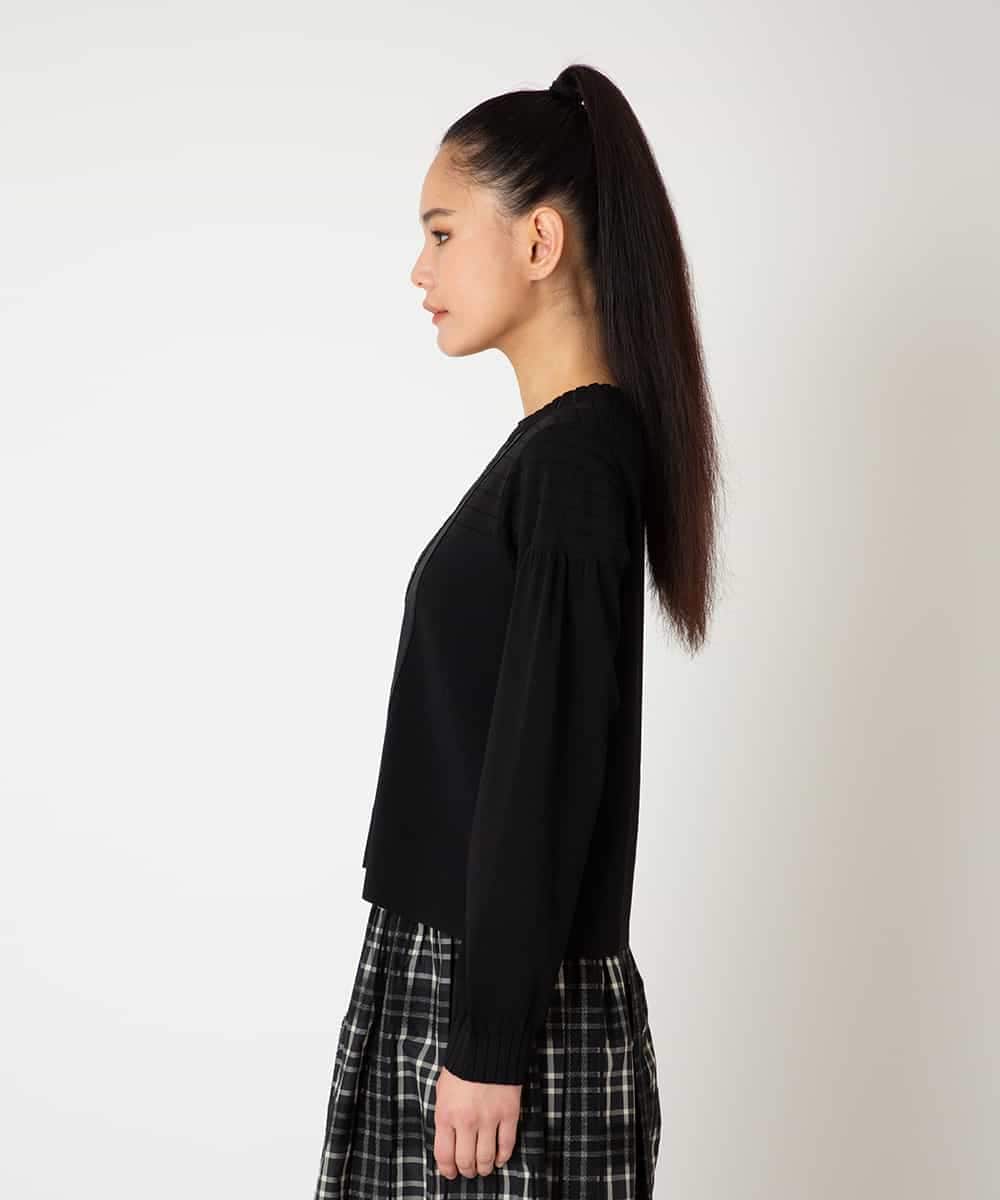 R6FAF71390 HIROKO BIS(小さいサイズ)(メゾン ドゥ サンク) 【小さいサイズ】レースドッキングニットプルオーバー ブラック