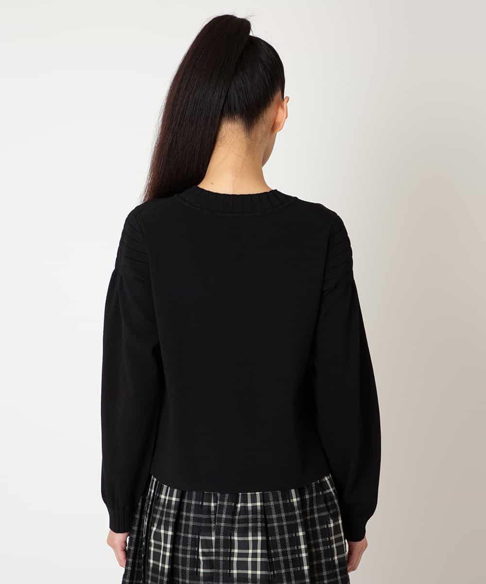 R6FAF71390 HIROKO BIS(小さいサイズ)(メゾン ドゥ サンク) 【小さいサイズ】レースドッキングニットプルオーバー ブラック