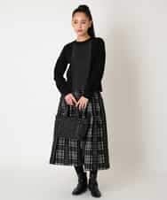 R6FAF71390 HIROKO BIS(小さいサイズ)(メゾン ドゥ サンク) 【小さいサイズ】レースドッキングニットプルオーバー ブラック