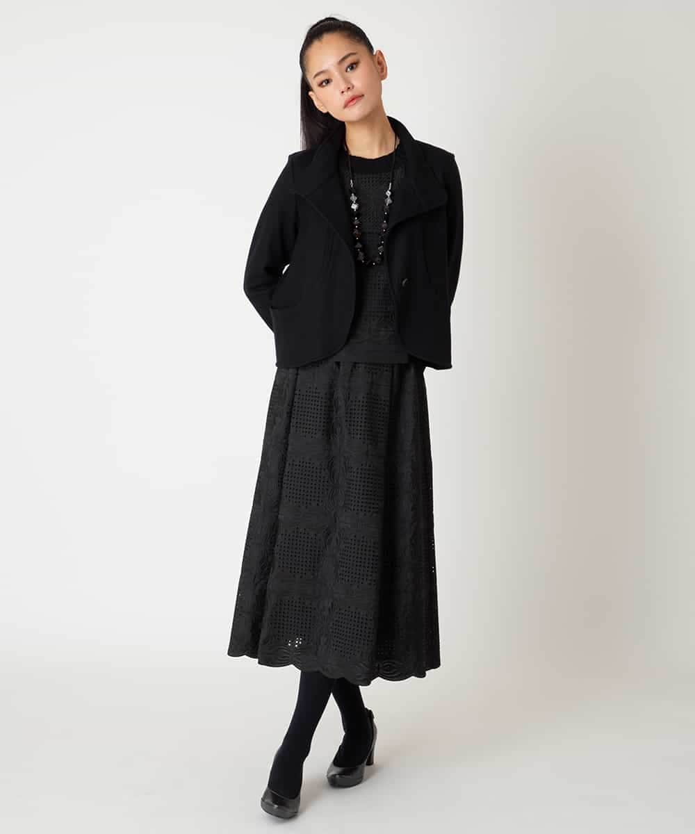 R6FAF71390 HIROKO BIS(小さいサイズ)(メゾン ドゥ サンク) 【小さいサイズ】レースドッキングニットプルオーバー ブラック