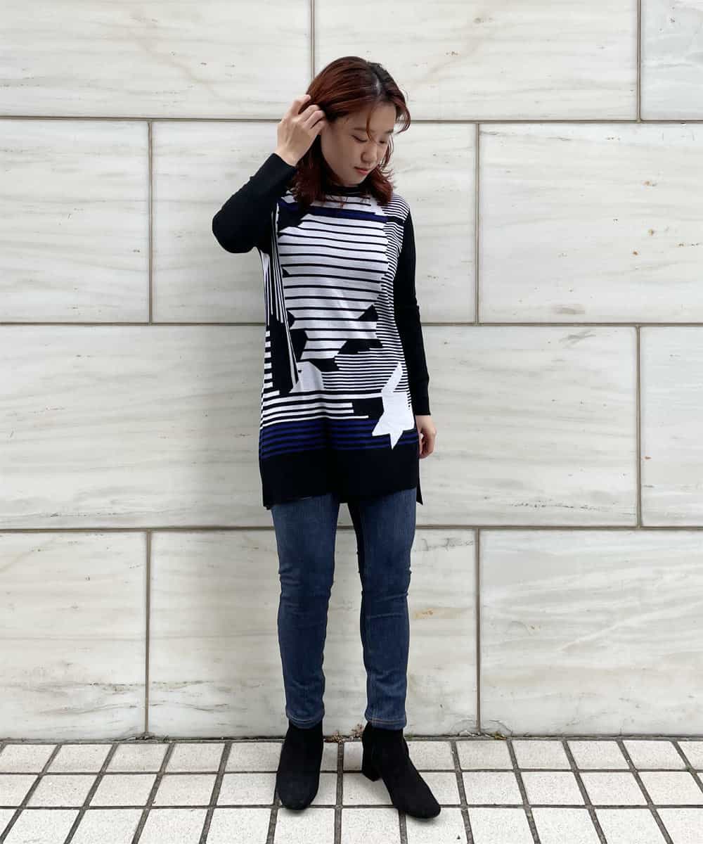 R6FAQ13290 HIROKO BIS(小さいサイズ)(メゾン ドゥ サンク) 【小さいサイズ】キカインターシャニットチュニック ブラウン