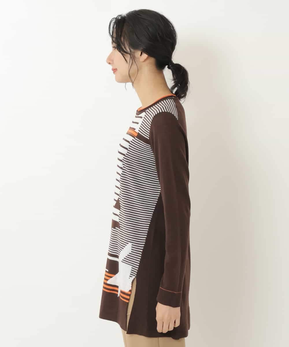 R6FAQ13290 HIROKO BIS(小さいサイズ)(メゾン ドゥ サンク) 【小さいサイズ】キカインターシャニットチュニック ブラウン