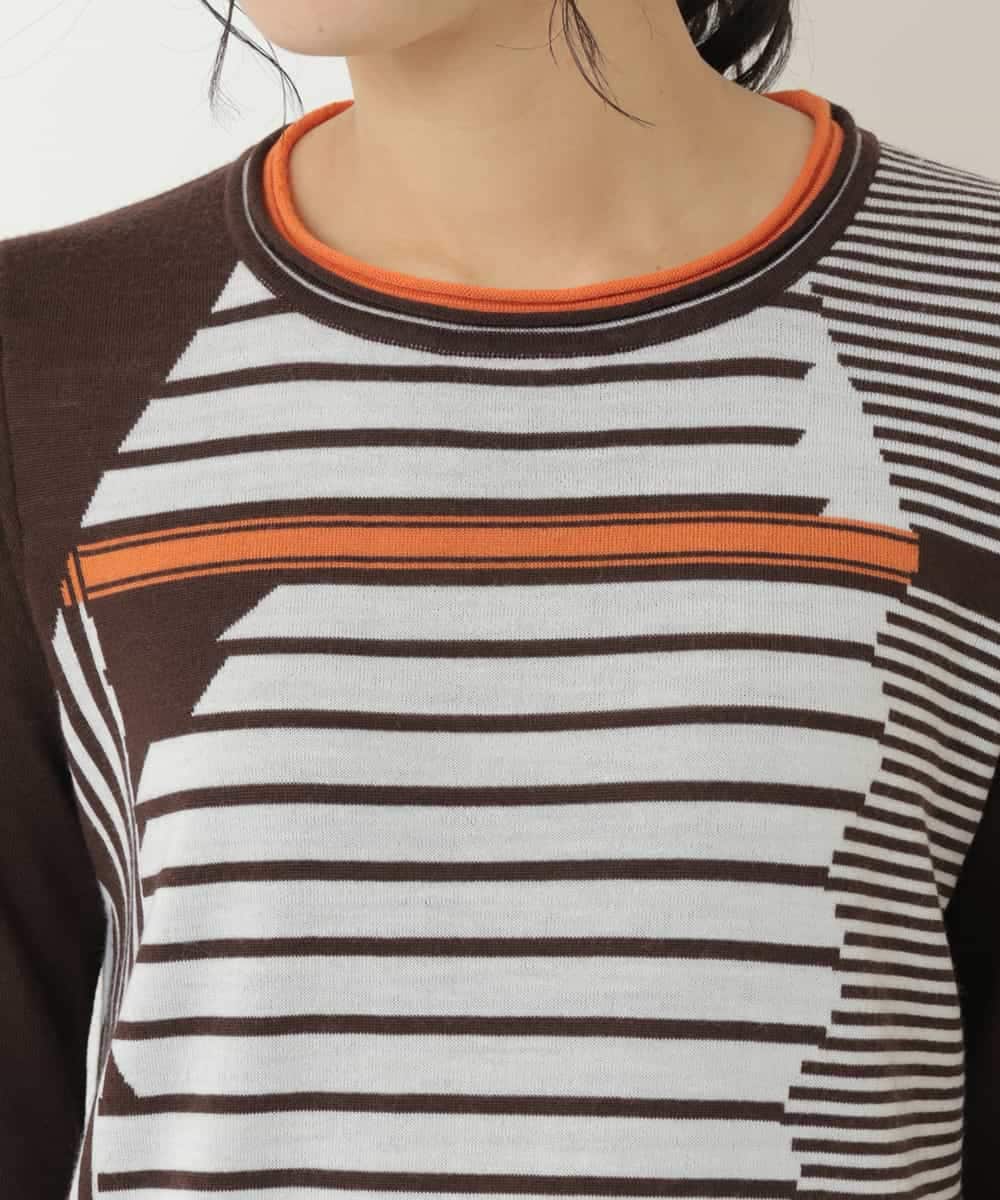 R6FAQ13290 HIROKO BIS(小さいサイズ)(メゾン ドゥ サンク) 【小さいサイズ】キカインターシャニットチュニック ブラウン