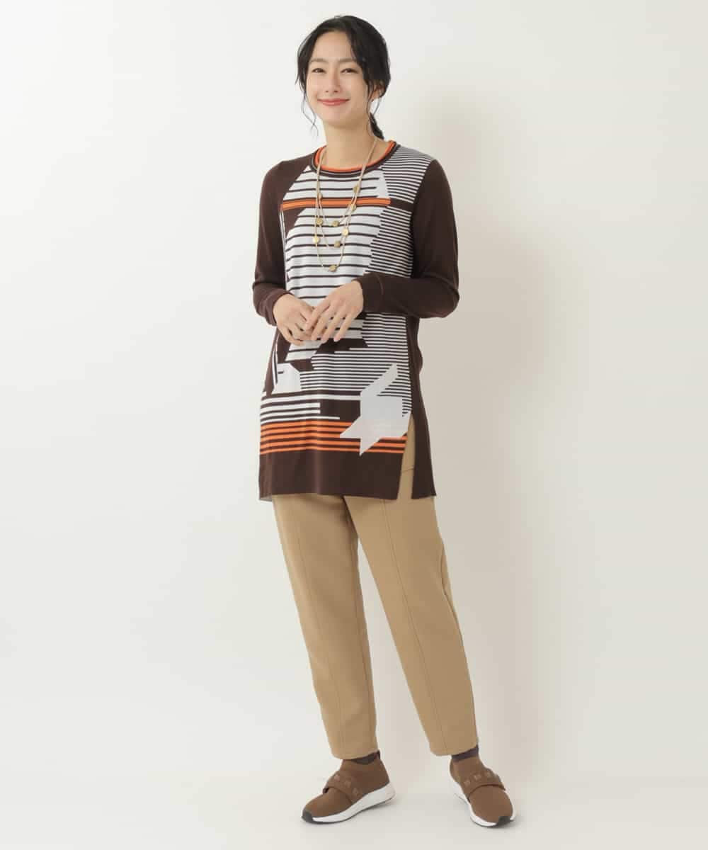 R6FAQ13290 HIROKO BIS(小さいサイズ)(メゾン ドゥ サンク) 【小さいサイズ】キカインターシャニットチュニック ブラウン