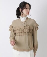 R6FAS05350 HIROKO BIS(小さいサイズ)(メゾン ドゥ サンク) 【小さいサイズ/日本製】フリルニットカーディガン ベージュ