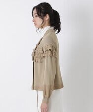 R6FAS05350 HIROKO BIS(小さいサイズ)(メゾン ドゥ サンク) 【小さいサイズ/日本製】フリルニットカーディガン ベージュ