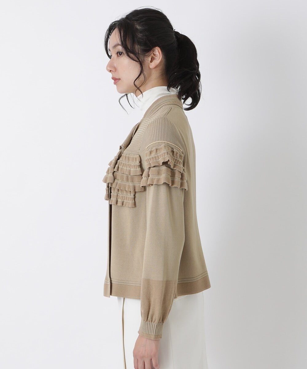 R6FAS05350 HIROKO BIS(小さいサイズ)(メゾン ドゥ サンク) 【小さいサイズ/日本製】フリルニットカーディガン ベージュ