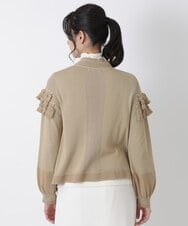 R6FAS05350 HIROKO BIS(小さいサイズ)(メゾン ドゥ サンク) 【小さいサイズ/日本製】フリルニットカーディガン ベージュ