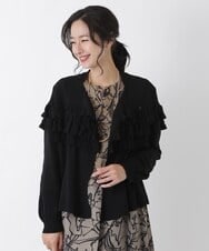 R6FAS05350 HIROKO BIS(小さいサイズ)(メゾン ドゥ サンク) 【小さいサイズ/日本製】フリルニットカーディガン ブラック