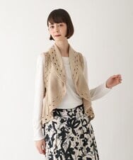 R6FAV05390 HIROKO BIS(小さいサイズ)(メゾン ドゥ サンク) 【小さいサイズ】ストレッチウールアイレットベスト ベージュ
