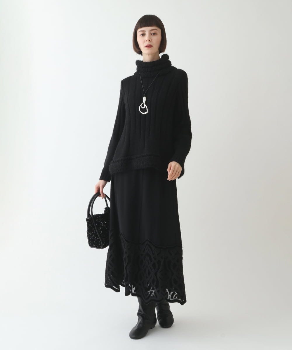 R6FAX10330 HIROKO BIS(小さいサイズ)(メゾン ドゥ サンク) 【小さいサイズ】ヘアリーウールニットプルオーバー ベージュ