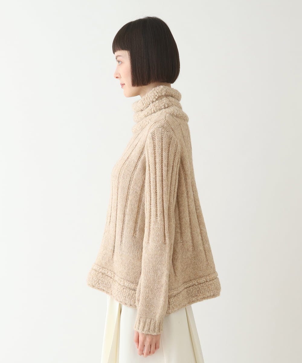 R6FAX10330 HIROKO BIS(小さいサイズ)(メゾン ドゥ サンク) 【小さいサイズ】ヘアリーウールニットプルオーバー ベージュ