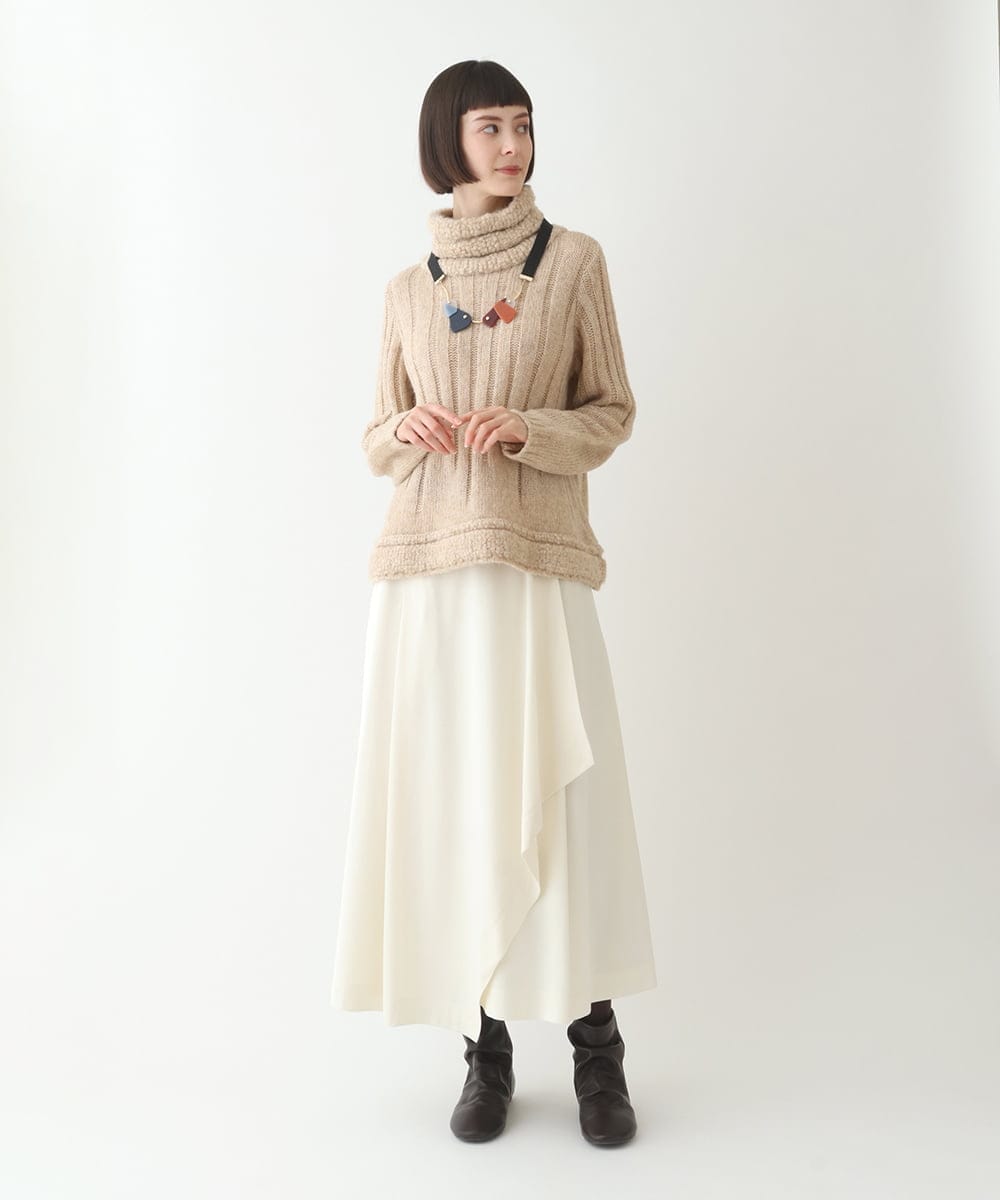 R6FAX10330 HIROKO BIS(小さいサイズ)(メゾン ドゥ サンク) 【小さいサイズ】ヘアリーウールニットプルオーバー ベージュ