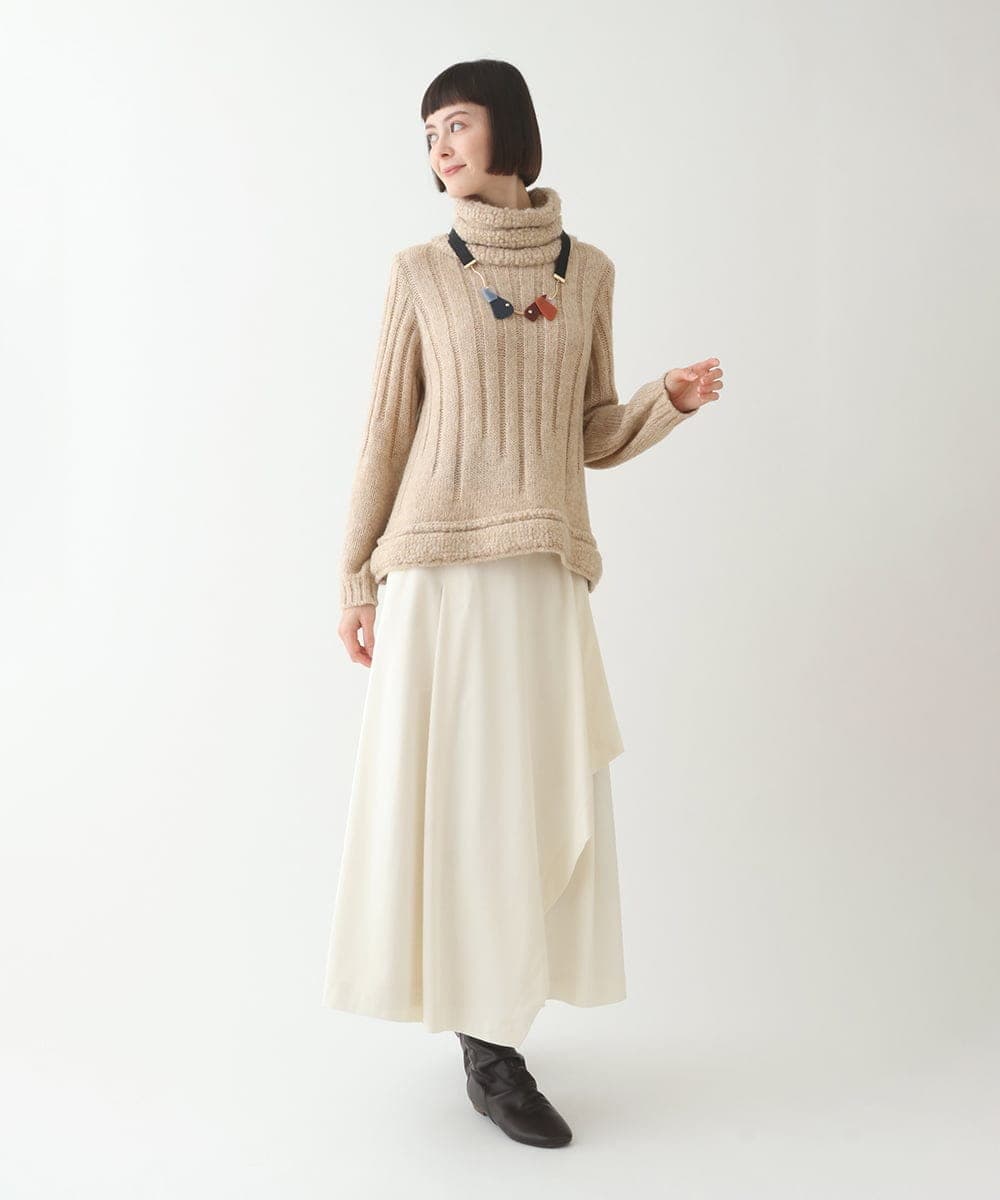 R6FAX10330 HIROKO BIS(小さいサイズ)(メゾン ドゥ サンク) 【小さいサイズ】ヘアリーウールニットプルオーバー ベージュ