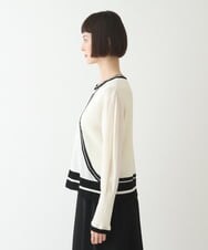 R6FAX16330 HIROKO BIS(小さいサイズ)(メゾン ドゥ サンク) 【小さいサイズ】フェザーヤーンジャカードニットプルオーバー ブラック×ホワイト系