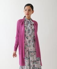 R6FCB75260 HIROKO BIS(小さいサイズ)(メゾン ドゥ サンク) 【小さいサイズ】ライトリブロング丈ニットカーディガン パープル