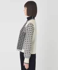 R6FCE80390 HIROKO BIS(小さいサイズ)(メゾン ドゥ サンク) 【小さいサイズ】ジャカード×インターシャ幾何柄ニットカーディガン アイボリー