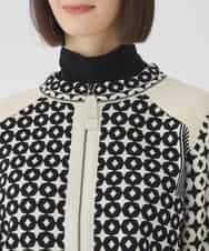 R6FCE80390 HIROKO BIS(小さいサイズ)(メゾン ドゥ サンク) 【小さいサイズ】ジャカード×インターシャ幾何柄ニットカーディガン アイボリー