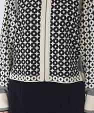 R6FCE80390 HIROKO BIS(小さいサイズ)(メゾン ドゥ サンク) 【小さいサイズ】ジャカード×インターシャ幾何柄ニットカーディガン アイボリー