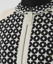 R6FCE80390 HIROKO BIS(小さいサイズ)(メゾン ドゥ サンク) 【小さいサイズ】ジャカード×インターシャ幾何柄ニットカーディガン アイボリー