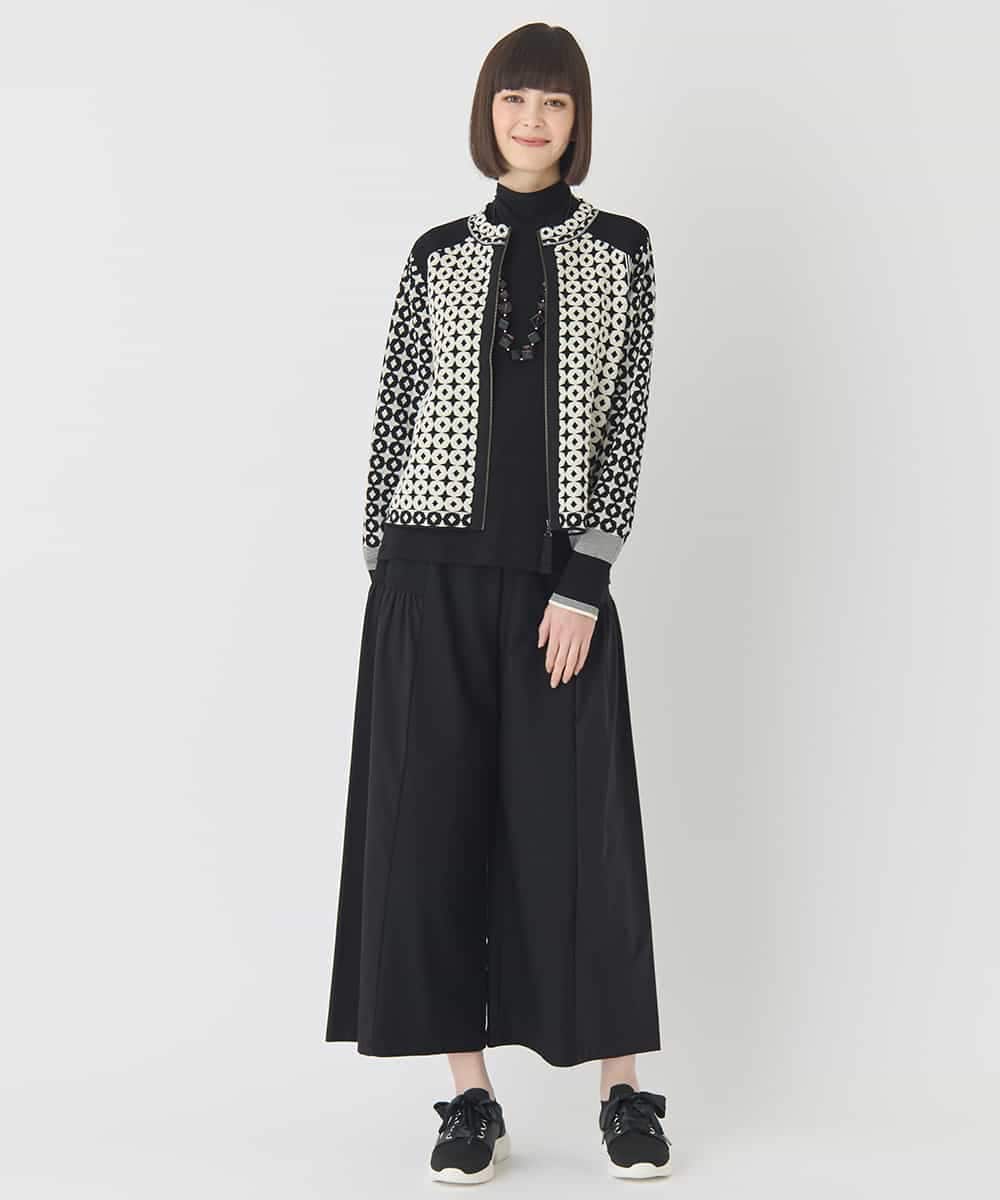 R6FCE80390 HIROKO BIS(小さいサイズ)(メゾン ドゥ サンク) 【小さいサイズ】ジャカード×インターシャ幾何柄ニットカーディガン アイボリー