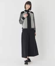 R6FCE80390 HIROKO BIS(小さいサイズ)(メゾン ドゥ サンク) 【小さいサイズ】ジャカード×インターシャ幾何柄ニットカーディガン アイボリー