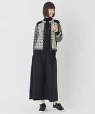 R6FCE80390 HIROKO BIS(小さいサイズ)(メゾン ドゥ サンク) 【小さいサイズ】ジャカード×インターシャ幾何柄ニットカーディガン アイボリー