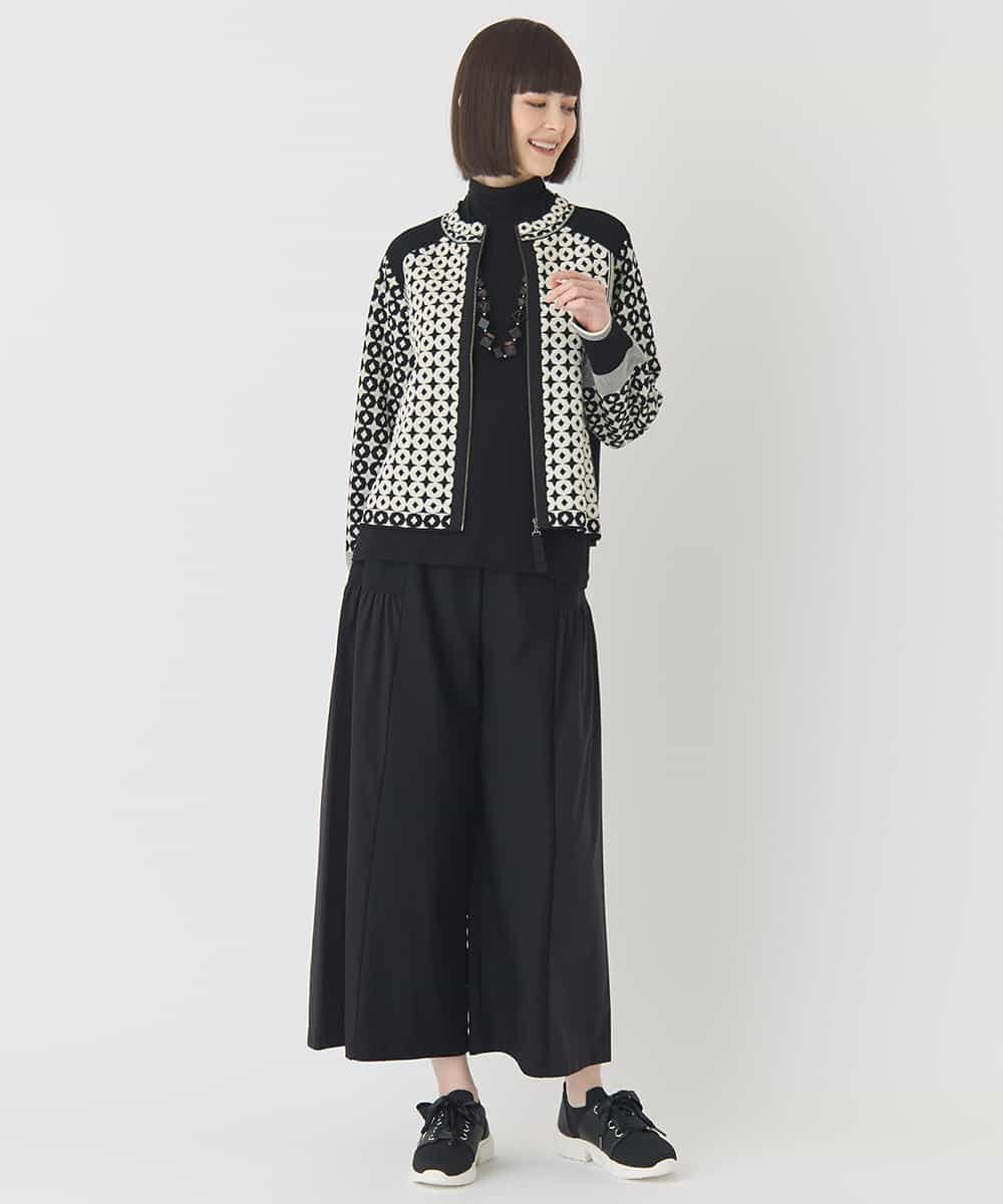 R6FCE80390 HIROKO BIS(小さいサイズ)(メゾン ドゥ サンク) 【小さいサイズ】ジャカード×インターシャ幾何柄ニットカーディガン アイボリー