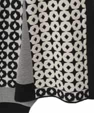 R6FCE80390 HIROKO BIS(小さいサイズ)(メゾン ドゥ サンク) 【小さいサイズ】ジャカード×インターシャ幾何柄ニットカーディガン ブラック