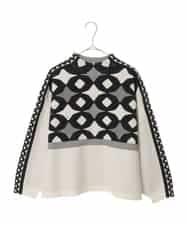 R6FCE81330 HIROKO BIS(小さいサイズ)(メゾン ドゥ サンク) 【小さいサイズ】ジャカード×インターシャ幾何柄ニットプルオーバー アイボリー