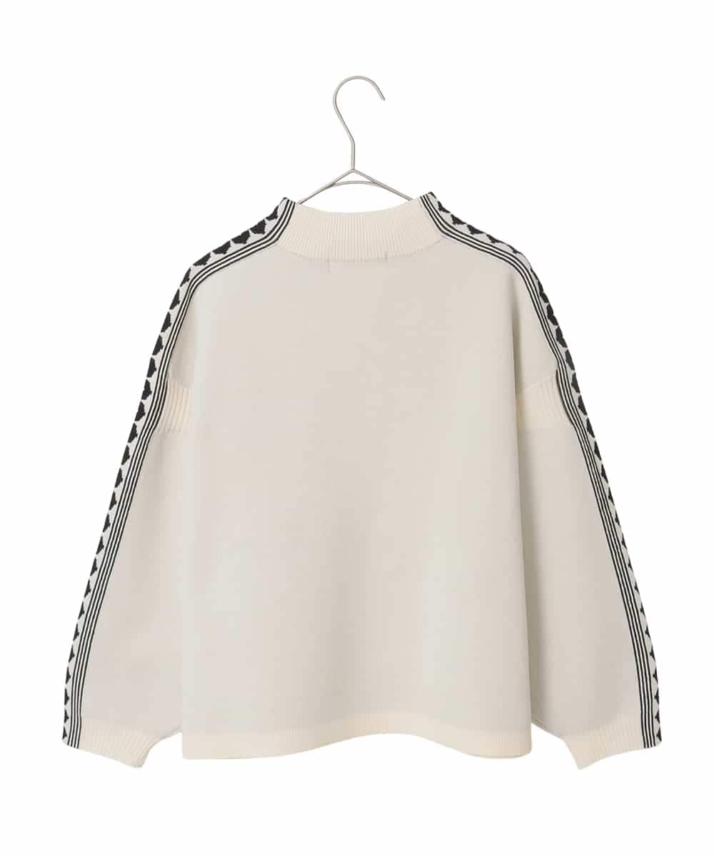 R6FCE81330 HIROKO BIS(小さいサイズ)(メゾン ドゥ サンク) 【小さいサイズ】ジャカード×インターシャ幾何柄ニットプルオーバー アイボリー