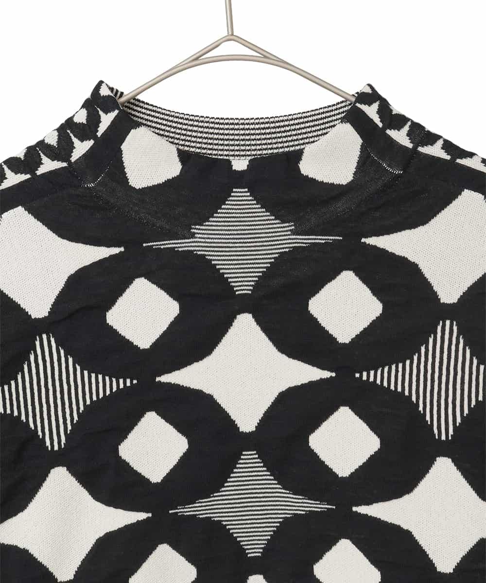 R6FCE81330 HIROKO BIS(小さいサイズ)(メゾン ドゥ サンク) 【小さいサイズ】ジャカード×インターシャ幾何柄ニットプルオーバー アイボリー