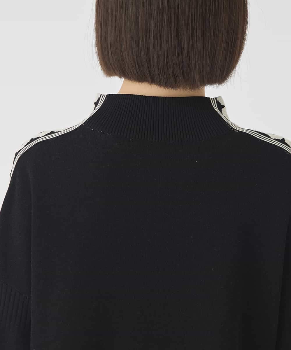 R6FCE81330 HIROKO BIS(小さいサイズ)(メゾン ドゥ サンク) 【小さいサイズ】ジャカード×インターシャ幾何柄ニットプルオーバー ブラック