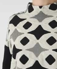 R6FCE81330 HIROKO BIS(小さいサイズ)(メゾン ドゥ サンク) 【小さいサイズ】ジャカード×インターシャ幾何柄ニットプルオーバー ブラック