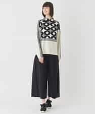 R6FCE81330 HIROKO BIS(小さいサイズ)(メゾン ドゥ サンク) 【小さいサイズ】ジャカード×インターシャ幾何柄ニットプルオーバー ブラック