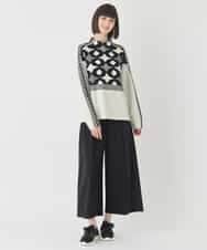 R6FCE81330 HIROKO BIS(小さいサイズ)(メゾン ドゥ サンク) 【小さいサイズ】ジャカード×インターシャ幾何柄ニットプルオーバー ブラック