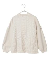 R6FCE85290 HIROKO BIS(小さいサイズ)(メゾン ドゥ サンク) 【小さいサイズ】ボリュームスリーブドットジャカードニットトップ レッド