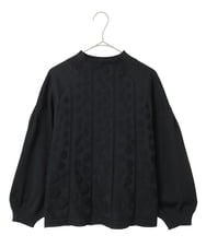 R6FCE85290 HIROKO BIS(小さいサイズ)(メゾン ドゥ サンク) 【小さいサイズ】ボリュームスリーブドットジャカードニットトップ レッド