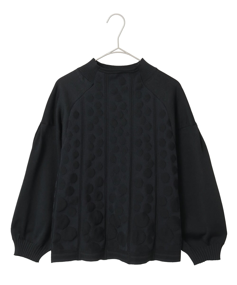 R6FCE85290 HIROKO BIS(小さいサイズ)(メゾン ドゥ サンク) 【小さいサイズ】ボリュームスリーブドットジャカードニットトップ レッド