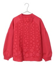 R6FCE85290 HIROKO BIS(小さいサイズ)(メゾン ドゥ サンク) 【小さいサイズ】ボリュームスリーブドットジャカードニットトップ レッド