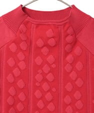 R6FCE85290 HIROKO BIS(小さいサイズ)(メゾン ドゥ サンク) 【小さいサイズ】ボリュームスリーブドットジャカードニットトップ レッド