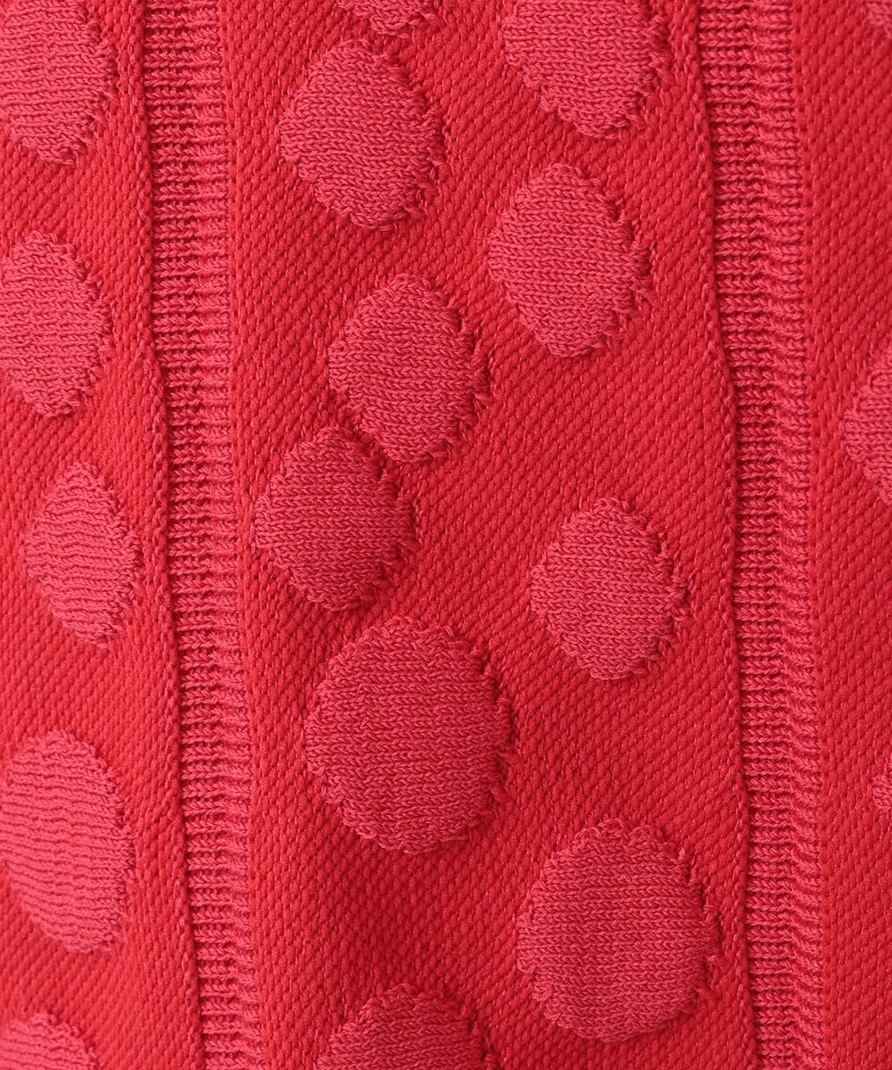 R6FCE85290 HIROKO BIS(小さいサイズ)(メゾン ドゥ サンク) 【小さいサイズ】ボリュームスリーブドットジャカードニットトップ レッド