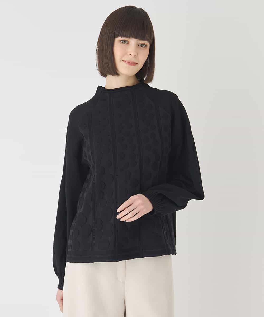 R6FCE85290 HIROKO BIS(小さいサイズ)(メゾン ドゥ サンク) 【小さいサイズ】ボリュームスリーブドットジャカードニットトップ レッド