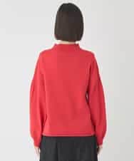 R6FCE85290 HIROKO BIS(小さいサイズ)(メゾン ドゥ サンク) 【小さいサイズ】ボリュームスリーブドットジャカードニットトップ レッド