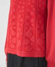 R6FCE85290 HIROKO BIS(小さいサイズ)(メゾン ドゥ サンク) 【小さいサイズ】ボリュームスリーブドットジャカードニットトップ レッド