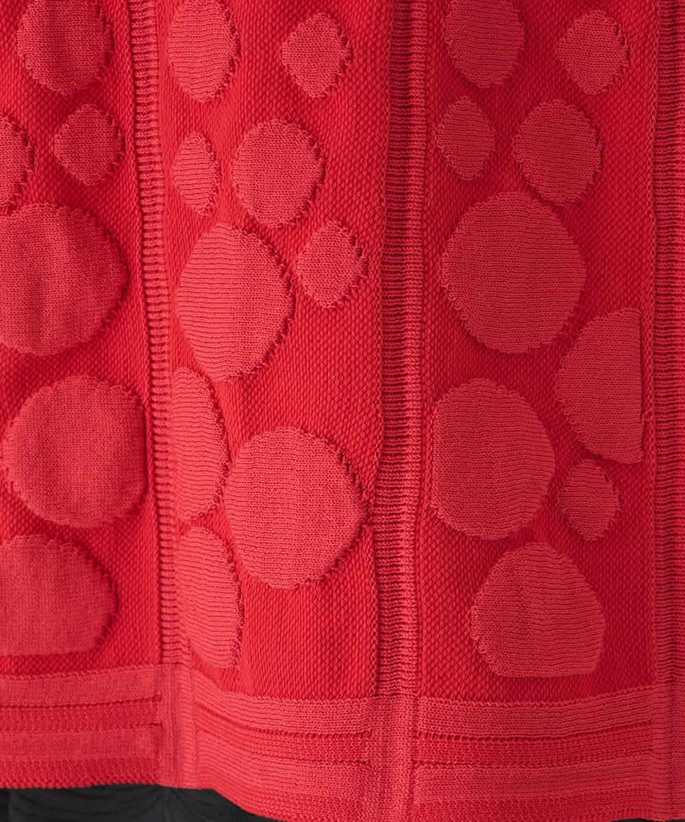 R6FCE85290 HIROKO BIS(小さいサイズ)(メゾン ドゥ サンク) 【小さいサイズ】ボリュームスリーブドットジャカードニットトップ レッド