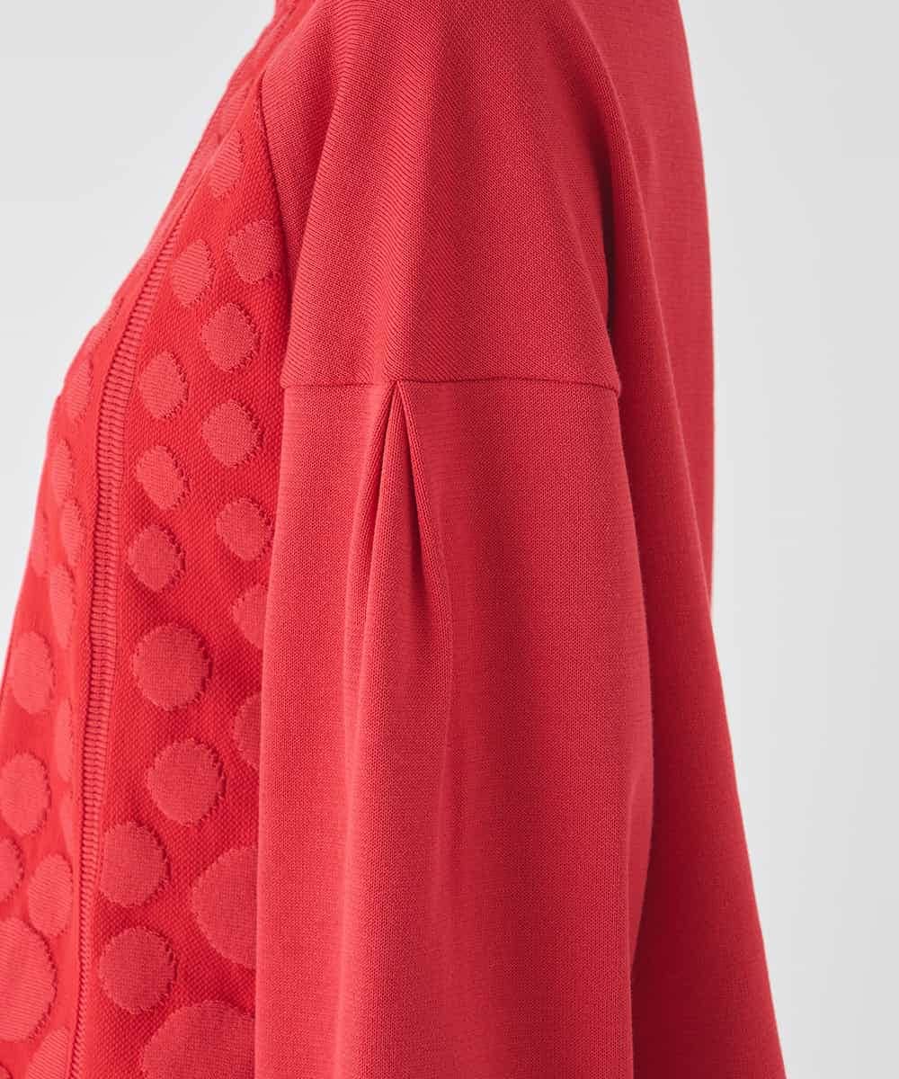 R6FCE85290 HIROKO BIS(小さいサイズ)(メゾン ドゥ サンク) 【小さいサイズ】ボリュームスリーブドットジャカードニットトップ レッド